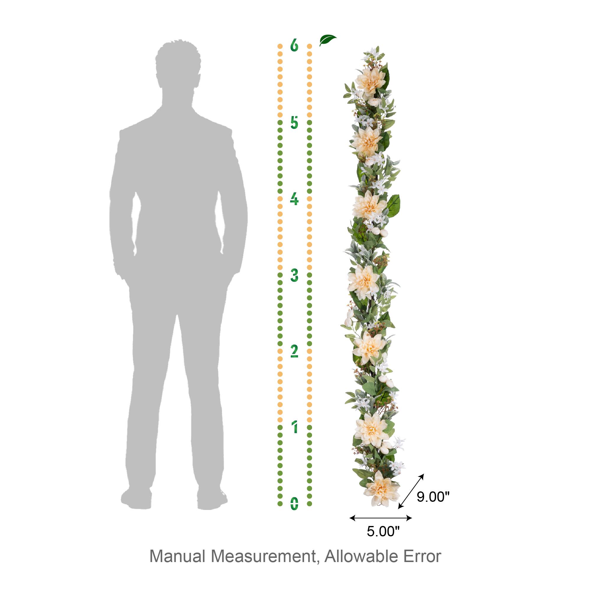 Glitzhome® 6ft. Peach Dahlia Floral Garland